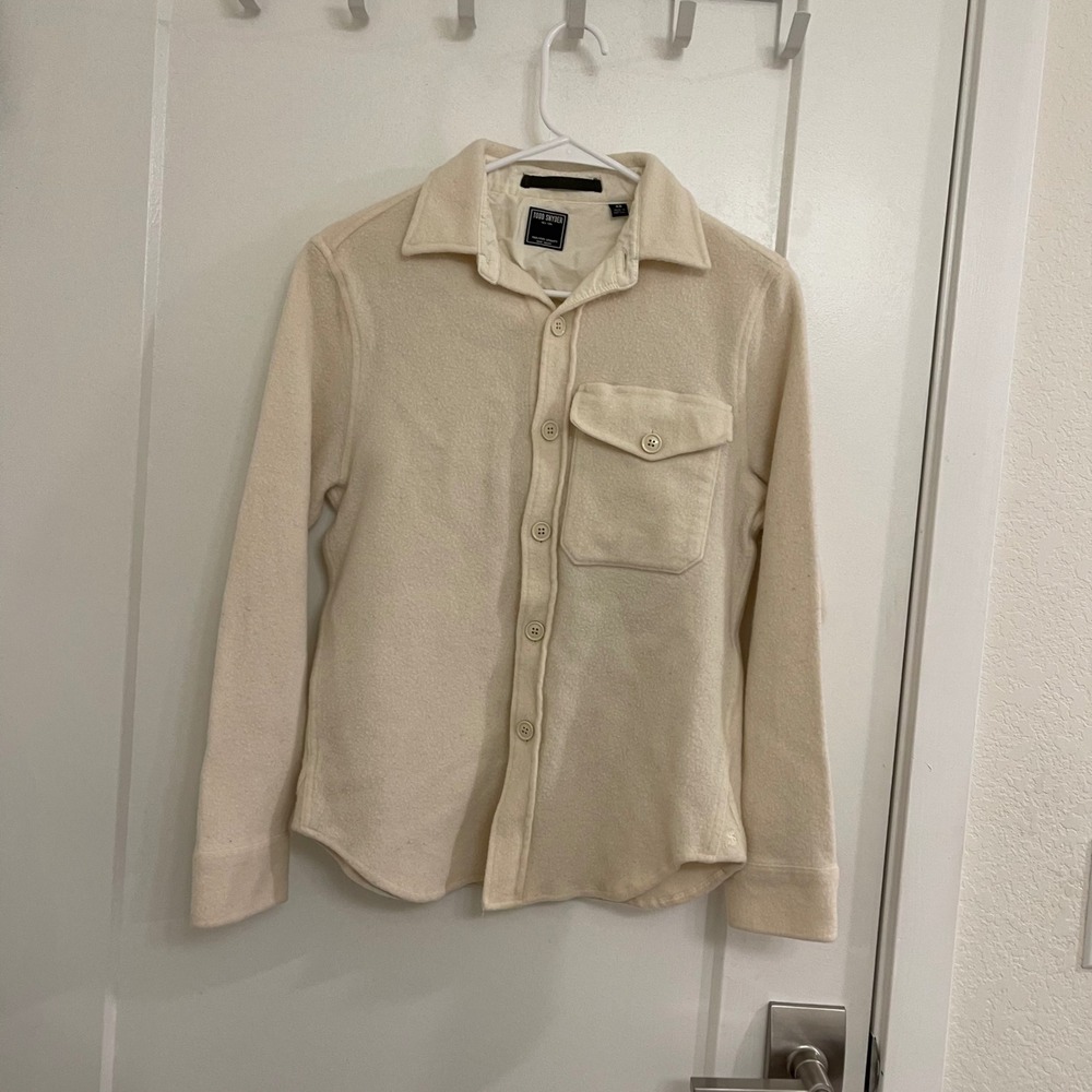 Todd Synder White Wool Button Down Shirt Casual Classic Fall Luxury